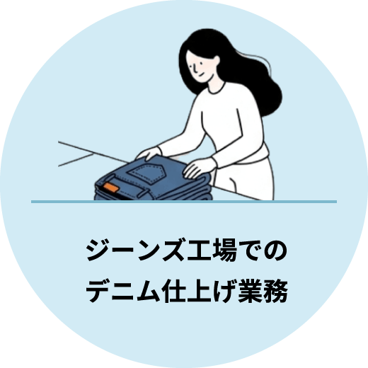 ジーンズ工業でのデニム仕上げ業務